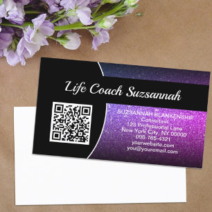 Professionelles lila Ombre-Glitter-QR-Code individ Visitenkarte