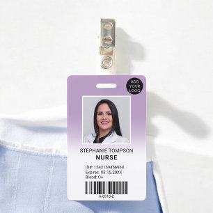 Professionelles lila Ombre-Krankenpfleger-Foto-Log Ausweis