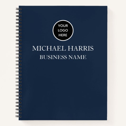 Professionelles Logo Navy Blau Monogramm Geschäft Notizblock (Vorderseite)