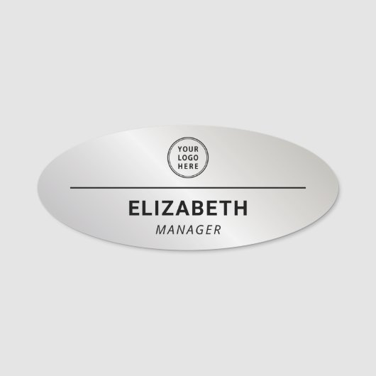 Professionelles Logo Silber Mitarbeiter Namensschild (Vorderseite)