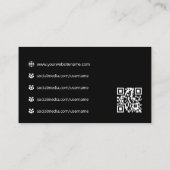 Professionelles Logo Social Media QR Code Schwarz Visitenkarte (Rückseite)