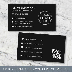 Professionelles Logo Social Media QR Code Schwarz Visitenkarte