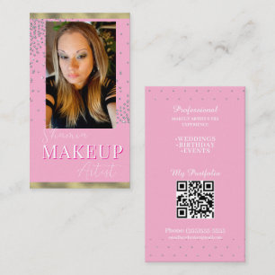 Professionelles Make-up Haar Foto Bling QR-Code Visitenkarte