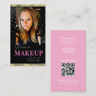 Professionelles Make-up Haar Foto Bling QR-Code Visitenkarte