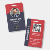 Professionelles Marineblau-Rotes Mitarbeiter-ID Ausweis (Vorder- & Rückseite)