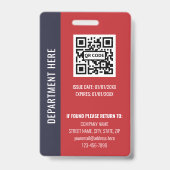 Professionelles Marineblau-Rotes Mitarbeiter-ID Ausweis (Rückseite)