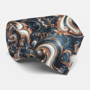 Professionelles Marineblau, Weiß und Kupfermarmor Krawatte
