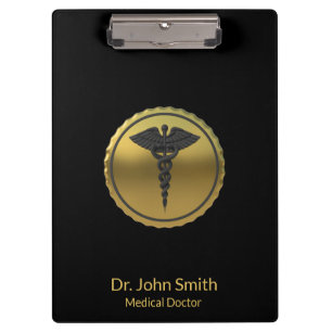 Professionelles medizinisches 3D-Gold-Kaduzäus-Emb Klemmbrett