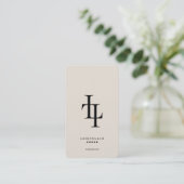 Professionelles Minimal L Monogramm Logo Sand Visitenkarte (Stehend Vorderseite)