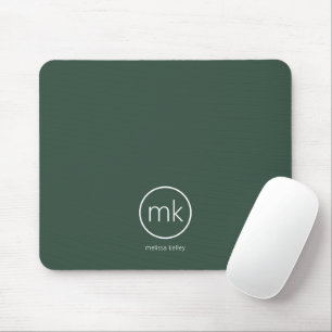 Professionelles minimales Monogramm Initial Waldgr Mousepad