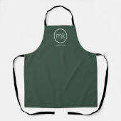 Professionelles minimales Monogramm Initial Waldgr Schürze (Vorderseite)