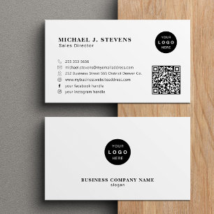 Professionelles minimalistisches Firmenlogo QR-Cod Visitenkarte