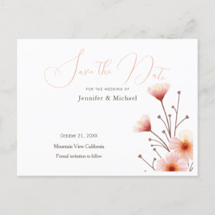 Professionelles minimalistisches florales Save-the Ankündigungspostkarte