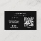 Professionelles Modell 3 Foto Collage QR Code Schw Visitenkarte (Rückseite)