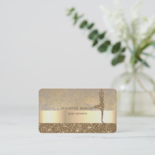 Professionelles modernes goldenes Glitter-Yoga-Mäd Visitenkarte