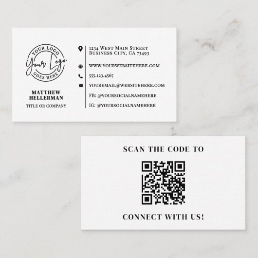 Professionelles modernes minimalistisches QR-Code- Visitenkarte (Vorne/Hinten)