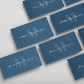 Professionelles Modernes Monogramm Blau QR-Code Visitenkarte