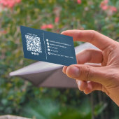 Professionelles Modernes Monogramm Blau QR-Code Visitenkarte