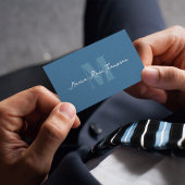 Professionelles Modernes Monogramm Blau QR-Code Visitenkarte