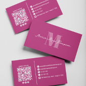 Professionelles Modernes Monogramm Rosa QR-Code Visitenkarte