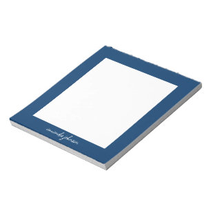 Professionelles modernes Navy-Blue-Monogramm Volls Notizblock