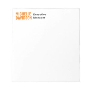 Professionelles modernes orange weiß minimalistisc notizblock