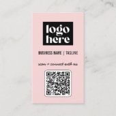 Professionelles modernes rosa QR-Code-Logo Visitenkarte (Vorderseite)