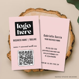 Professionelles Modernes Rosa QR-Code-Logo Visitenkarte