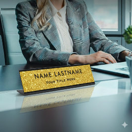 Professionelles modernes schwarzes und goldenes Bü Schreibtischnamensplakette