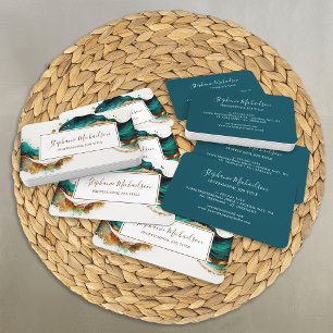 Professionelles modernes Teal-Gold-Abstrakt Visitenkarte