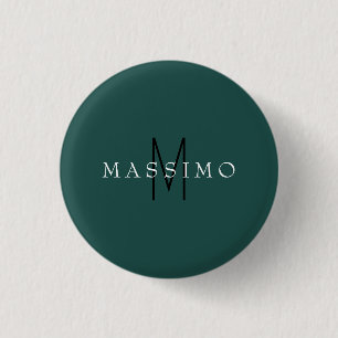Professionelles Monogramm Grau Blau Ihr Name Button