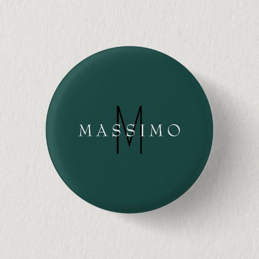 Professionelles Monogramm Grau Blau Ihr Name Button (Vorderseite)