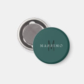 Professionelles Monogramm Grau Blau Ihr Name Magnet (Vorderseite/Rückseite)