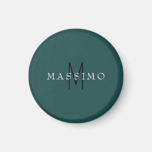 Professionelles Monogramm Grau Blau Ihr Name Magnet