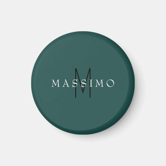 Professionelles Monogramm Grau Blau Ihr Name Magnet (Vorne)