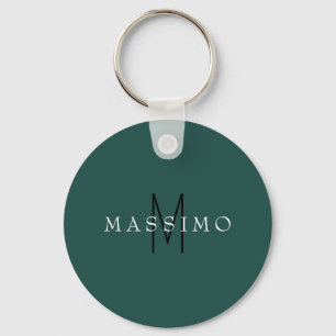 Professionelles Monogramm Grau Blau Ihr Name Schlüsselanhänger