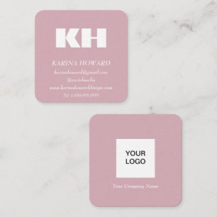 Professionelles Monogramm-Logo Blush Pink Elegant  Quadratische Visitenkarte