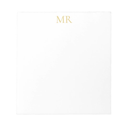 Professionelles Monogramm Minimalistisch Einfacher Notizblock (Vorderseite)