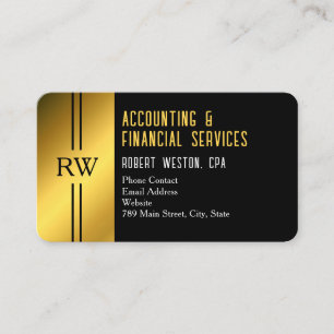 Professionelles Monogramm Schwarz und Gold Steuerb Visitenkarte