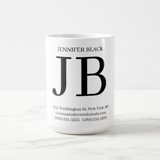 Professionelles Monogramm Schwarz Weiß Kaffeetasse (Mittel)