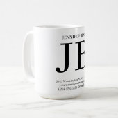Professionelles Monogramm Schwarz Weiß Kaffeetasse (Vorderseite Links)