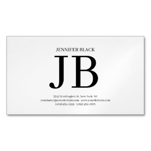 Professionelles Monogramm Schwarz Weiß Luxus Dick Magnetische Visitenkarte