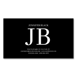 Professionelles Monogramm Schwarz Weiß Magnetische Visitenkarte