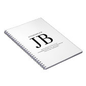 Professionelles Monogramm Schwarz Weiß Notizblock (Rechte Seite)
