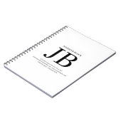 Professionelles Monogramm Schwarz Weiß Notizblock (Linke Seite)