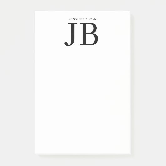 Professionelles Monogramm Schwarz Weiß Post-it Klebezettel (Vorderseite)