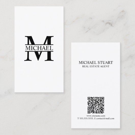 Professionelles Monogramm und Name Visitenkarte (Vorne/Hinten)