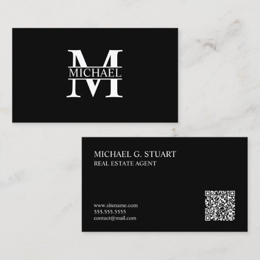 Professionelles Monogramm und Name Visitenkarte (Vorne/Hinten)
