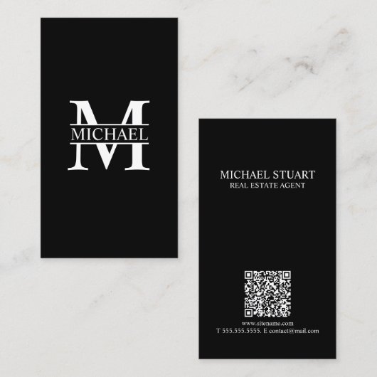 Professionelles Monogramm und Name Visitenkarte (Vorne/Hinten)