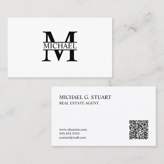 Professionelles Monogramm und Name Visitenkarte (Vorne/Hinten)